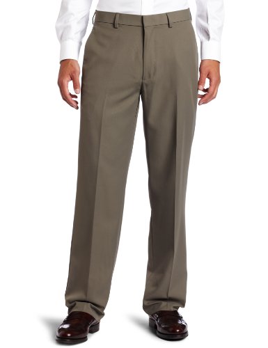 0019782612639 - HAGGAR MEN'S COOL 18 STRAIGHT FIT GABARDINE PLAIN FRONT CASUAL PANT,TAUPE,33 / 32