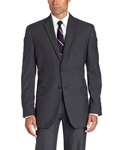 0019782706338 - HAGGAR MEN'S TEXTURED PINSTRIPE TAILORED FIT 2 BUTTON SUIT SEPARATE COAT, GRAY, 44 R