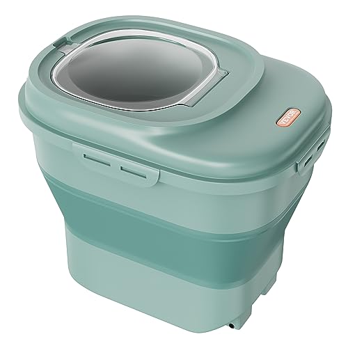 0197988083320 - VEVOR COLLAPSIBLE DOG FOOD STORAGE CONTAINER, 20~50 LBS CAPACITYDISPENSER BIN WITH ATTACHABLE CASTERS, AIRTIGHT LID KITCHEN RICE CEREAL FLOUR BIN, PET FOOD CONTAINERS FOR CAT, BIRD, OTHER PET FOOD