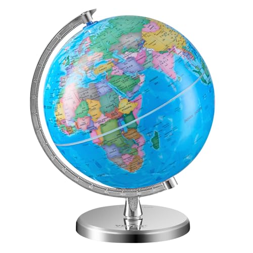 0197988388302 - VEVOR ROTATING WORLD GLOBE WITH STAND, 8 IN/203.2 MM, EDUCATIONAL GEOGRAPHIC GLOBE WITH PRECISE TIME ZONE ABS MATERIAL, 360° SPINNING GLOBE FOR KIDS CHILDREN LEARNING CLASSROOM GEOGRAPHY EDUCATION