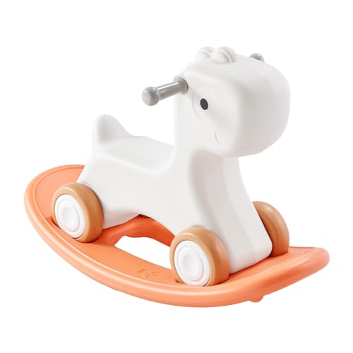 0197988388524 - VEVOR 3 IN 1 ROCKING HORSE FOR TODDLERS 1-3 YEARS, BABY ROCKING HORSE WITH DETACHABLE BALANCE BOARD AND 4 SMOOTH WHEELS, SUPPORT UP TO HDPE MATERIAL 80 LBS KIDS RIDE ON TOY, 40° SWINGING, RED