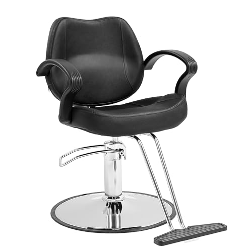 0197988395249 - VEVOR BARBER STYLIST, STYLING HEAVY DUTY HYDRAULIC PUMP, 360° SWIVEL HAIR SALON CHAIR WITH FOOTREST FOR BEAUTY SPA SHAMPOO, MAX LOAD WEIGHT 330 LBS, BLACK
