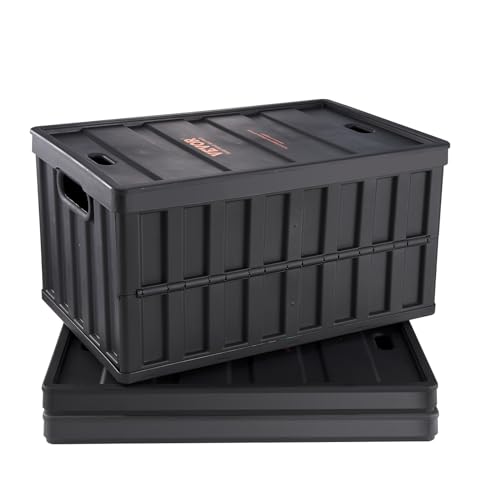 0197988406679 - VEVOR 65L COLLAPSIBLE STORAGE BINS WITH LIDS 3 PACKS, STACKABLE UTILITY CRATES WITH HANDLES, OUTDOOR CAMPING BINS, LARGE FOLDING CONTAINERS FOR ORGANIZING TOOLS, BOOKS, FOOD, DRINKS, TRANSPORT
