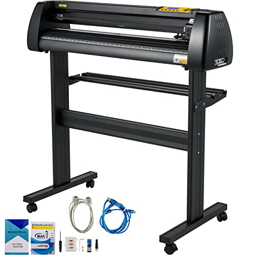 0197988465980 - VEVOR VINYL CUTTER MACHINE, 28 INCH PAPER FEED CUTTING PLOTTER BUNDLE, ADJUSTABLE FORCE & SPEED VINYL PRINTER, LCD DISPLAY WINDOWS COMPATIBLE SIGN MAKING KIT WITH SIGNMASTER SOFTWARE, SUPPLIES, 3 BLAD