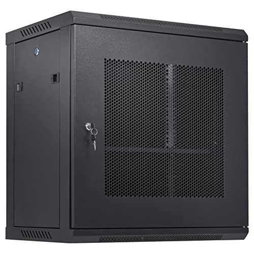 0197988623397 - VEVOR 12U WALL MOUNT NETWORK SERVER CABINET, 15.5 DEEP, SERVER RACK CABINET ENCLOSURE, 200 LBS MAX. GROUND-MOUNTED LOAD CAPACITY, WITH LOCKING DOOR SIDE PANELS, FOR IT EQUIPMENT, A/V DEVICES
