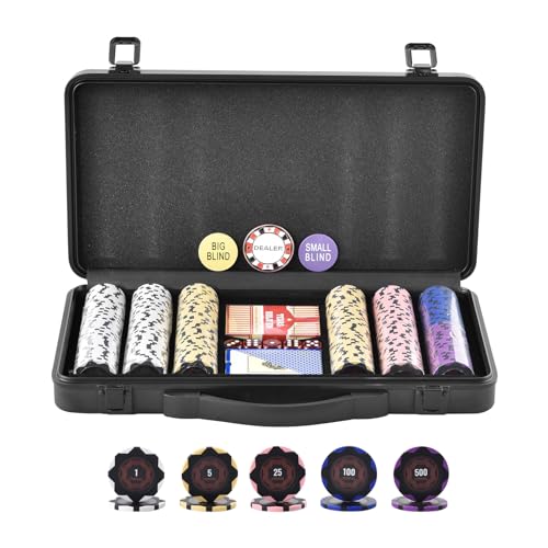 0197988632832 - VEVOR POKER CHIP SET, 500-PIECE POKER SET, COMPLETE POKER PLAYING GAME SET WITH CARRYING CASE, HEAVYWEIGHT 14 GRAM CASINO CLAY CHIPS, CARDS, BUTTONS AND DICES, FOR TEXAS HOLDEM, BLACKJACK, GAMBLING