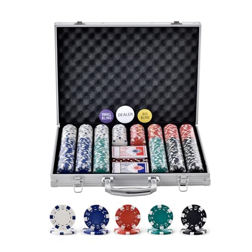 0197988754916 - VEVOR POKER CHIP SET, 500-PIECE POKER SET, COMPLETE POKER PLAYING GAME SET WITH ALUMINUM CARRYING CASE, 11.5 GRAM CASINO CHIPS, CARDS, BUTTONS AND DICES, FOR TEXAS HOLDEM, BLACKJACK, GAMBLING