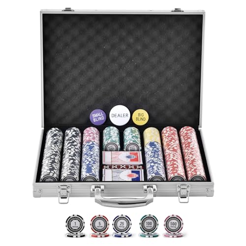 0197988754930 - VEVOR POKER CHIP SET, 500-PIECE POKER SET, COMPLETE POKER PLAYING GAME SET WITH ALUMINUM CARRYING CASE, 11.5 GRAM CASINO CHIPS, CARDS, BUTTONS AND DICES, FOR TEXAS HOLDEM, BLACKJACK, GAMBLING
