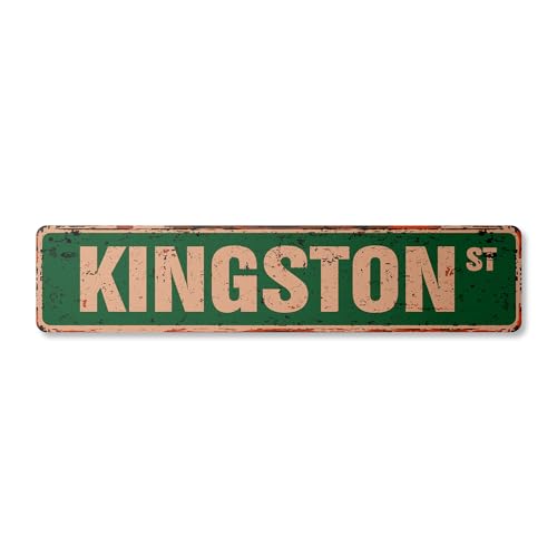0198164381711 - KINGSTON VINTAGE PLASTIC STREET SIGN CHILDRENS NAME ROOM SIGN | INDOOR/OUTDOOR | 24 WIDE