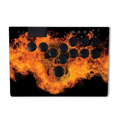 0198164483637 - MIGHTYSKINS SKIN COMPATIBLE WITH RAZER KITSUNE - FIRE SKULL | PROTECTIVE, DURABLE, AND UNIQUE VINYL DECAL WRAP COVER | EASY TO APPLY & CHANGE STYLES | MADE IN THE USA