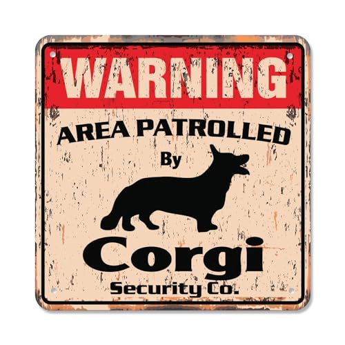 0198164516243 - CORGI VINTAGE SECURITY SIGN AREA PATROLLED PET DOG GAG FUNNY GIFT PATROL VET BREEDER GIFT RIGID PLASTIC | INDOOR/OUTDOOR | 10 WIDE
