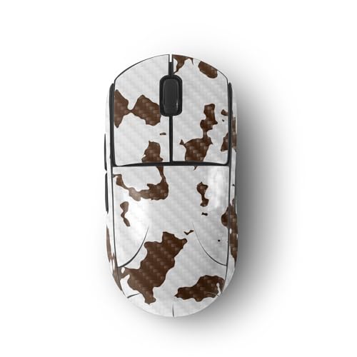 0198164541818 - MIGHTYSKINS CARBON FIBER SKIN COMPATIBLE WITH LOGITECH G PRO WIRELESS GAMING MOUSE - BROWN COW | PROTECTIVE, DURABLE TEXTURED CARBON FIBER FINISH | EASY TO APPLY, REMOVE, AND CHANGE STYLE