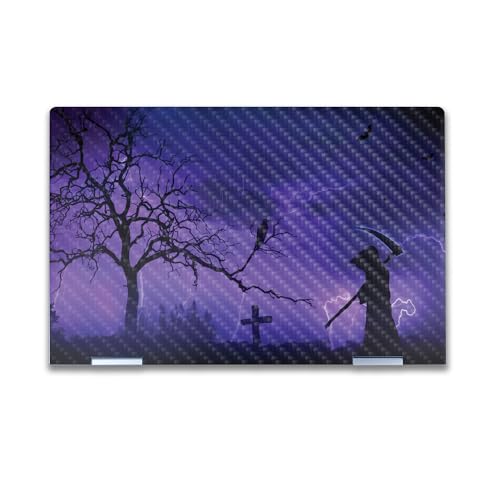 0198164869882 - CARBON FIBER LAPTOP SKIN COMPATIBLE WITH HP ENVY X360 14” - MYSTIC REAPER - PREMIUM 3M VINYL PROTECTIVE WRAP DECAL COVER - EASY TO APPLY | CRAFTED IN THE USA BY MIGHTYSKINS