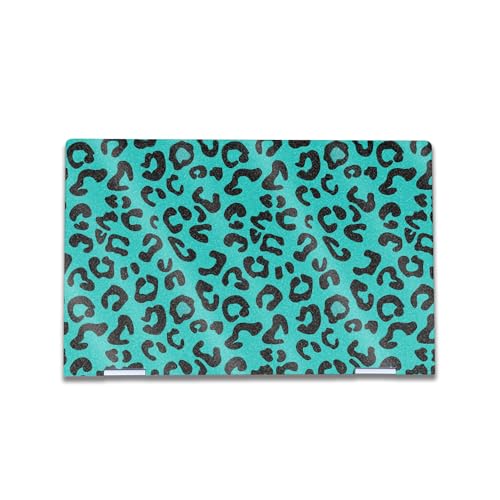 0198164873070 - GLOSSY GLITTER LAPTOP SKIN COMPATIBLE WITH HP ENVY X360 15” - TEAL LEOPARD - PREMIUM 3M VINYL PROTECTIVE WRAP DECAL COVER - EASY TO APPLY | CRAFTED IN THE USA BY MIGHTYSKINS