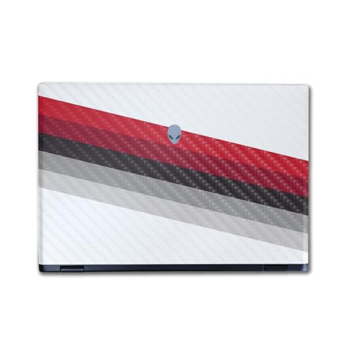 0198164937536 - CARBON FIBER LAPTOP SKIN COMPATIBLE WITH ALIENWARE M16 R2 - SLANT STRIPES - PREMIUM 3M VINYL PROTECTIVE WRAP DECAL COVER - EASY TO APPLY | CRAFTED IN THE USA BY MIGHTYSKINS
