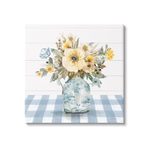0198262787194 - STUPELL INDUSTRIES BOUQUET WITH BLUE PLAID CANVAS WALL ART BY CAROL ROBINSON