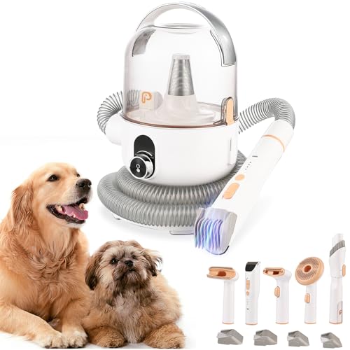 0198290306152 - DOG GROOMING VACUUM KIT, 11KPA SUCTION POWER PET HAIR VACUUM FOR SHEDDING GROOMING WITH 2L LARGE CAPACITY HAIR STORAGE, 5 PROFESSIONAL PET GROOMING TOOLS FOR DOGS CATS