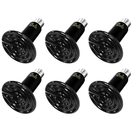 0198401001358 - SIMPLE DELUXE 6 PACK 150W CERAMIC HEAT EMITTER REPTILE HEAT LAMP BULB NO LIGHT EMITTING FOR BROODER COOP INCUBATING CHICKEN & AMPHIBIAN PET