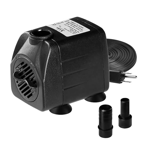 0198401005905 - SIMPLE DELUXE 5.2FT HIGH LIFT 200GPH 15W WATER TABLE PUMP (760L/H) WITH 2 NOZZLES, PERFECT FOR FISH TANK, POND, AQUARIUM, HYDROPONICS, BLACK