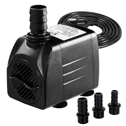 0198401005912 - SIMPLE DELUXE 8.2FT HIGH LIFT 400 GPH 30W WATER TABLE PUMP (1514L/H) WITH 3 NOZZLES, PERFECT FOR FISH TANK, HYDROPONICS, FOUNTAINS, PONDS, AQUARIUMS, BLACK