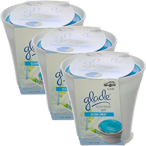 0019912016511 - GLADE SCENTED GEL IN A CUP, CAR, HOME AND OFFICE UNDER THE SEAT AIR FRESHENER, CLEAN LINEN (PACK OF 3)