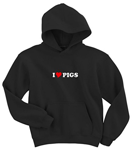 0001993048628 - GILDAN I LOVE PIGS HOODIE SWEATSHIRT BLACK S