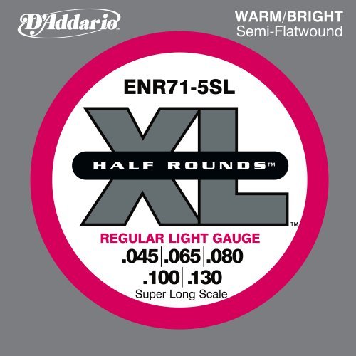 0019954947224 - D'ADDARIO ENR71-5SL HALF ROUND BASS GUITAR STRINGS, REGULAR LIGHT, 45-130, SUPER LONG SCALE