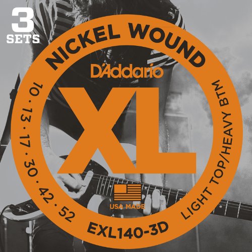 0019954970444 - D'ADDARIO EXL140-3D NICKEL WOUND ELECTRIC GUITAR STRINGS, LIGHT TOP/HEAVY BOTTOM, 10-52, 3 SETS