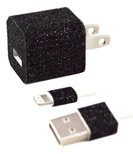 0019962059452 - IPHONE CHARGER WRAP STICKER - GLITTER TEXTILE (BLACK)