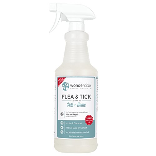 0019962126444 - NATURAL FLEA & TICK CONTROL FOR PETS + HOME | KILLS IN SECONDS & REPELS FLEA, TICK, MOSQUITO ADULTS & EGGS | ORGANIC, NON-STAINING & DRIES CLEAR | DOGS & CATS | 32OZ FRESH CEDAR SCENT
