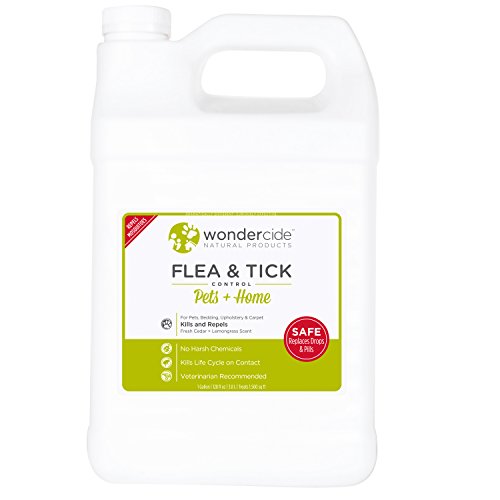 0019962126543 - NATURAL FLEA & TICK CONTROL FOR PETS + HOME | KILLS IN SECONDS & REPELS FLEA, TICK, MOSQUITO ADULTS & EGGS | ORGANIC, NON-STAINING & DRIES CLEAR | DOGS & CATS | 128OZ (1 GALLON) FRESH CEDAR + LEMONGRASS SCENT