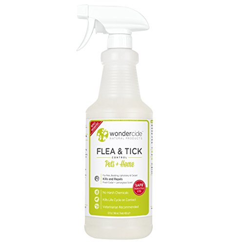 0019962126642 - NATURAL FLEA & TICK CONTROL FOR PETS + HOME | KILLS IN SECONDS & REPELS FLEA, TICK, MOSQUITO ADULTS & EGGS | ORGANIC, NON-STAINING & DRIES CLEAR | DOGS & CATS | 32OZ FRESH CEDAR + LEMONGRASS SCENT