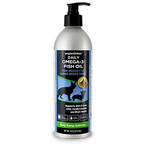 0019962207310 - AMPLE NUTRITION - DAILY OMEGA 3 FISH OIL FOR DOGS & CATS SUPPLEMENT - HIGHEST PURITY DEEP WATER OMEGA-3 W/ PUMP DELIVERY (1 BOTTLE, MEDIUM/LARGE BREED DOGS - 16 OZ)
