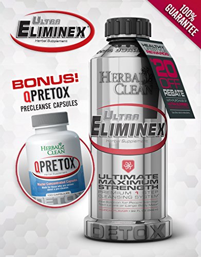 0019962366130 - #1 TRUSTED ULTRA ELIMINEX DETOX 32 OZ DETOXIFICATION DRINK & FREE Q-PRETOX MASTER CONCENTRATED CAPSULES (100 CT.) FOR THE ULTIMATE DETOXIFY 1-2 PUNCH! ULTRA MAXIMUM STRENGTH ELITE DETOXIFY BEVERAGE - FAST EASY FULL BODY TOXIN ELIMINATION FOR PEOPLE WITH