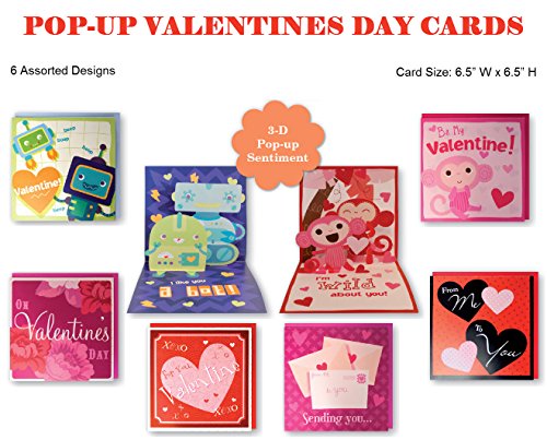 0019962618888 - B-THERE ASSORTED POP-UP VALENTINES DAY CARDS BOX SET, 6 VARIETIES BETWEEN ADORABLE, FUNNY & HEART WARMING CARD ASSORTMENT FOR HIM/HER
