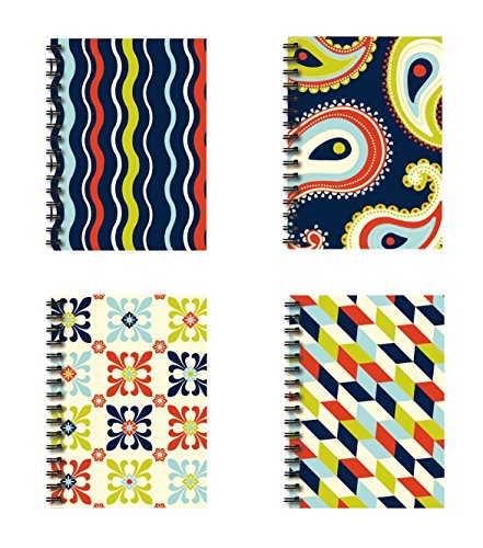 0019962873683 - SPIRAL BOUND THICK NOTEBOOK SET (4 NOTEPADS TOTAL) 5.5 X 4 - 160 LINED PAGES PER BOOK - JOURNAL STATIONERY, 4 AWESOME DESIGNS FEATURING FROSTED COVERS (SET 2)