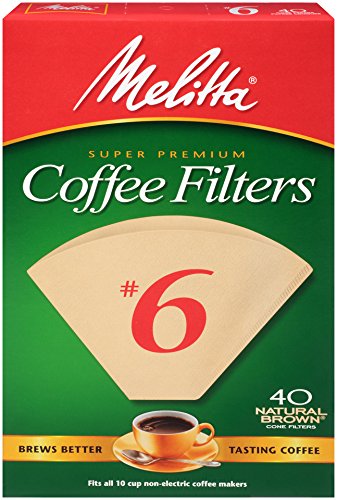 0000020000011 - MELITTA CONE COFFEE FILTERS, NATURAL BROWN, NO. 6, 40-COUNT