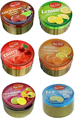 0000020078690 - MAC IVER: SET OF 6 ASSORTED SWEETS (CHERRY, COLA&CITRUS, ICE, LEMON, MIXED FRUITS, MULTI-VITAMIN) * 7.05 OUNCE PACKAGE EACH *
