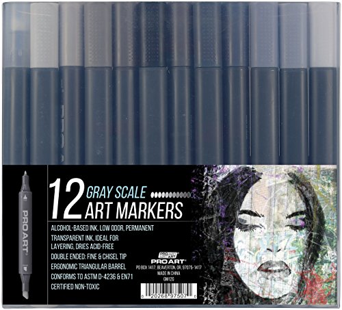 0020268975070 - PRO ART GRAPHIC 12 COLORS ART MARKER SET, GREY COLORS