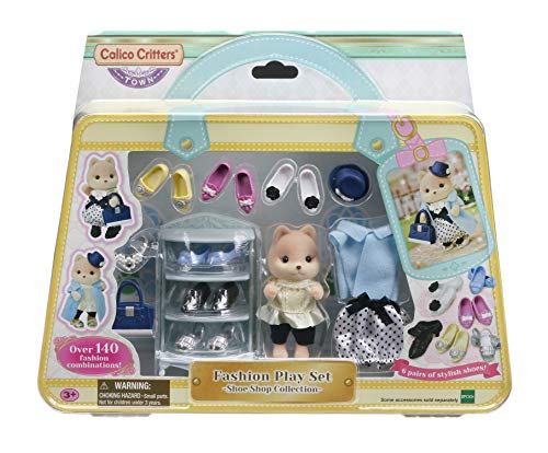 0020373230521 - CALICO CRITTERS FASHION PLAYSET SHOE SHOP COLLECTION, DOLLHOUSE PLAYSET WITH CARAMEL DOG FIGURE AND FASHION ACCESSORIES