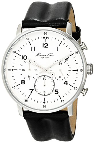 0020571048386 - KENNETH COLE NEW YORK MEN'S KC1568 ICONIC CHRONOGRAPH BLACK LEATHER STRAP DRESS WATCH