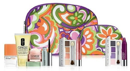 0020714645564 - CLINIQUE FALL 2013 FLOWER COSMETIC BAG DUO 2PC SET (1 LARGE, 1 SMALL)
