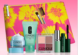 0020714748388 - NEW 2015 FALL CLINIQUE (PINK COLOR) SKIN CARE MAKEUP 8 PC GIFT SET ($70 VALUE)