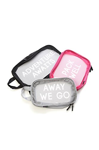 0020748085978 - MIAMICA PACKING CUBES 3-PIECE SET, GREY/PINK/BLACK, ONE SIZE