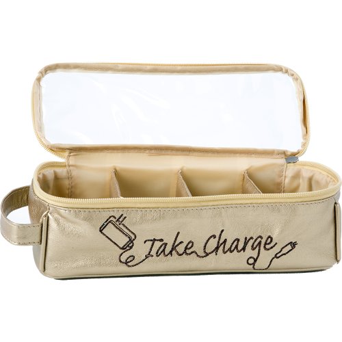 0020748203136 - MIAMICA ELECTRONICS AND CHARGER ORGANIZER LARGE TAKE CHARGE, GOLD, ONE SIZE