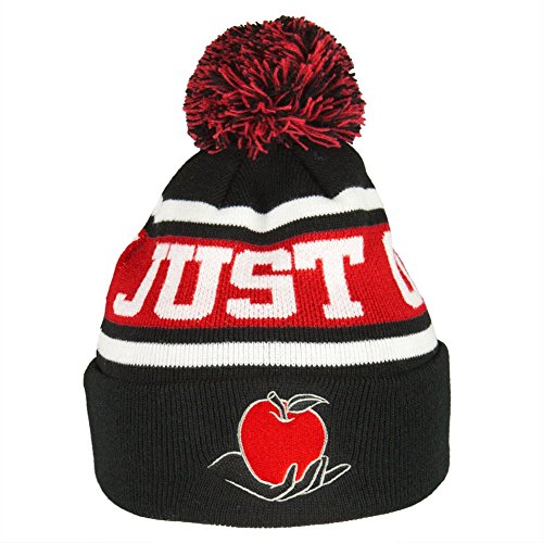 0020841171554 - BLACK AND RED JUST ONE BITE SNOW WHITE ADULT SIZE POM BEANIE