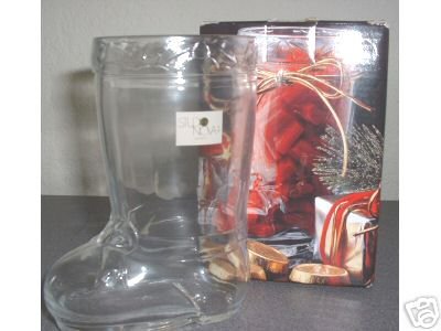 0020911593484 - GLASS CANDY BOOTS CHRISTMAS CANDY HOLDER FROM STUDIO NOVA