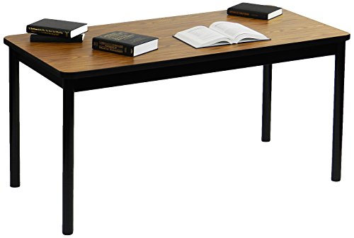 0020976127303 - CORRELL LR3072-06 OFFICE AND LIBRARY 29 HIGH , 1 1/4 THICK HIGH-PRESSURE LAMINATE TOP, 2 ROUND STEEL LEGS, 30 X 72, MEDIUM OAK TOP WITH BLACK FRAME