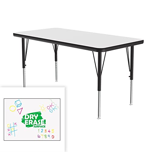 0020976149534 - CORRELL 24X48 RECTANGULAR, CLASSROOM DRY ERASE/MARKERBOARD TOP ACTIVITY TABLE, HEIGHT ADJUSTABLE (19-29), WHITE DURABLE HIGH PRESSURE LAMINATE, SCHOOL FURNITURE, MADE IN THE USA