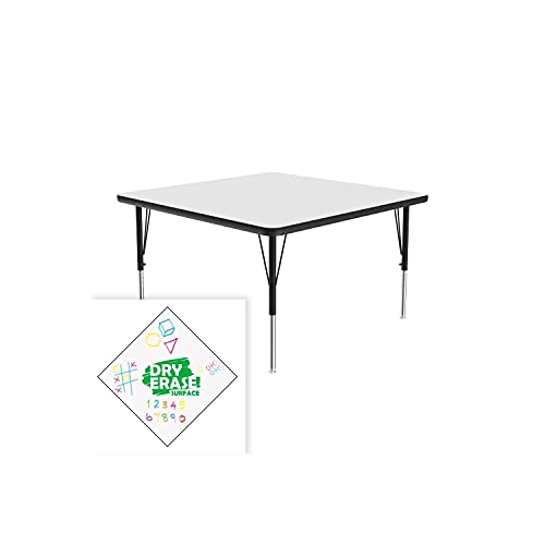 0020976573827 - CORRELL 36X36 SQUARE, CLASSROOM DRY ERASE/MARKERBOARD TOP, ACTIVITY TABLE, HEIGHT ADJUSTABLE (19-29), WHITE DURABLE HIGH PRESSURE LAMINATE, SCHOOL FURNITURE, MADE IN THE USA